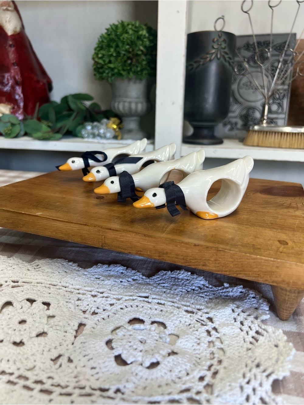 Vintage ceramic duck napkin rings geese grandma core decor
